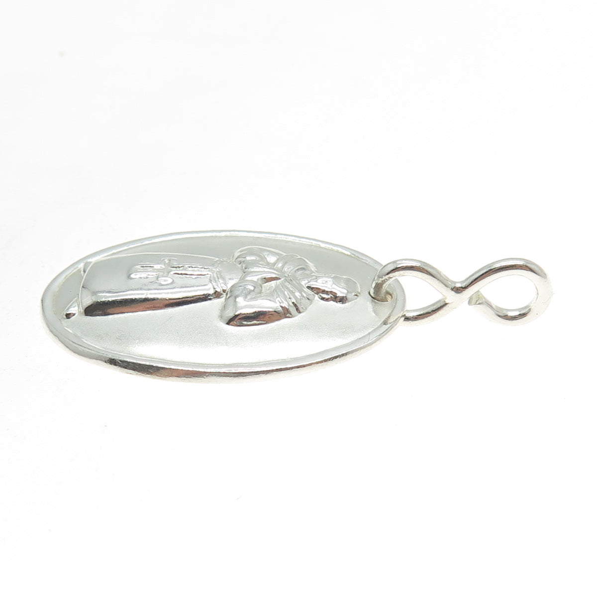 925 Sterling Silver Vintage Praying Pope Religious Medal Pendant