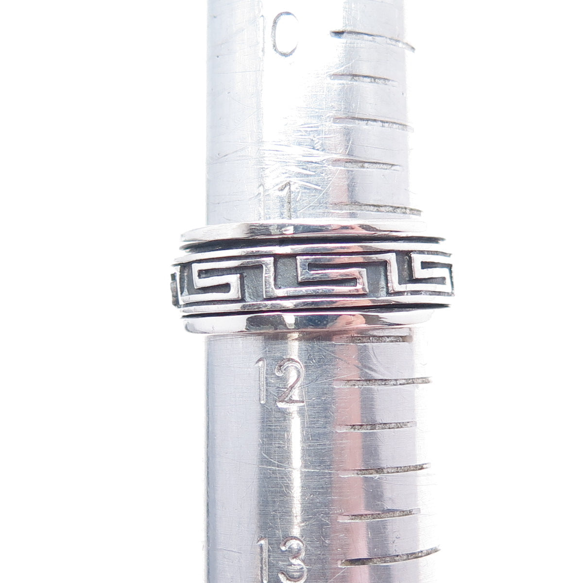 925 Sterling Silver Vintage Greek Maze Oxidized Rotating Band Ring Size 11.75