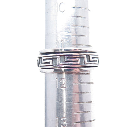 925 Sterling Silver Vintage Greek Maze Oxidized Rotating Band Ring Size 11.75