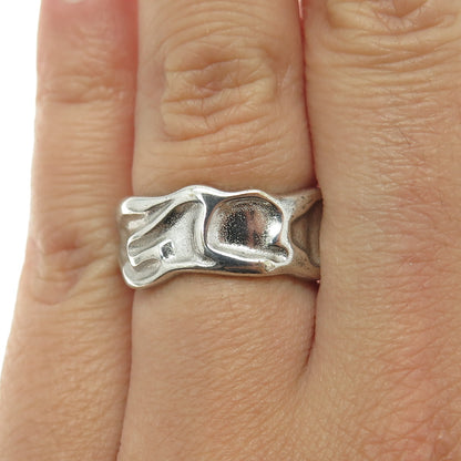 925 Sterling Silver Vintage Modernist Ring Size 6