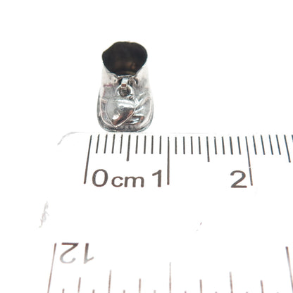 925 Sterling Silver Antique Heart Charm Shoe Oxidized Minimalist 3D Pendant