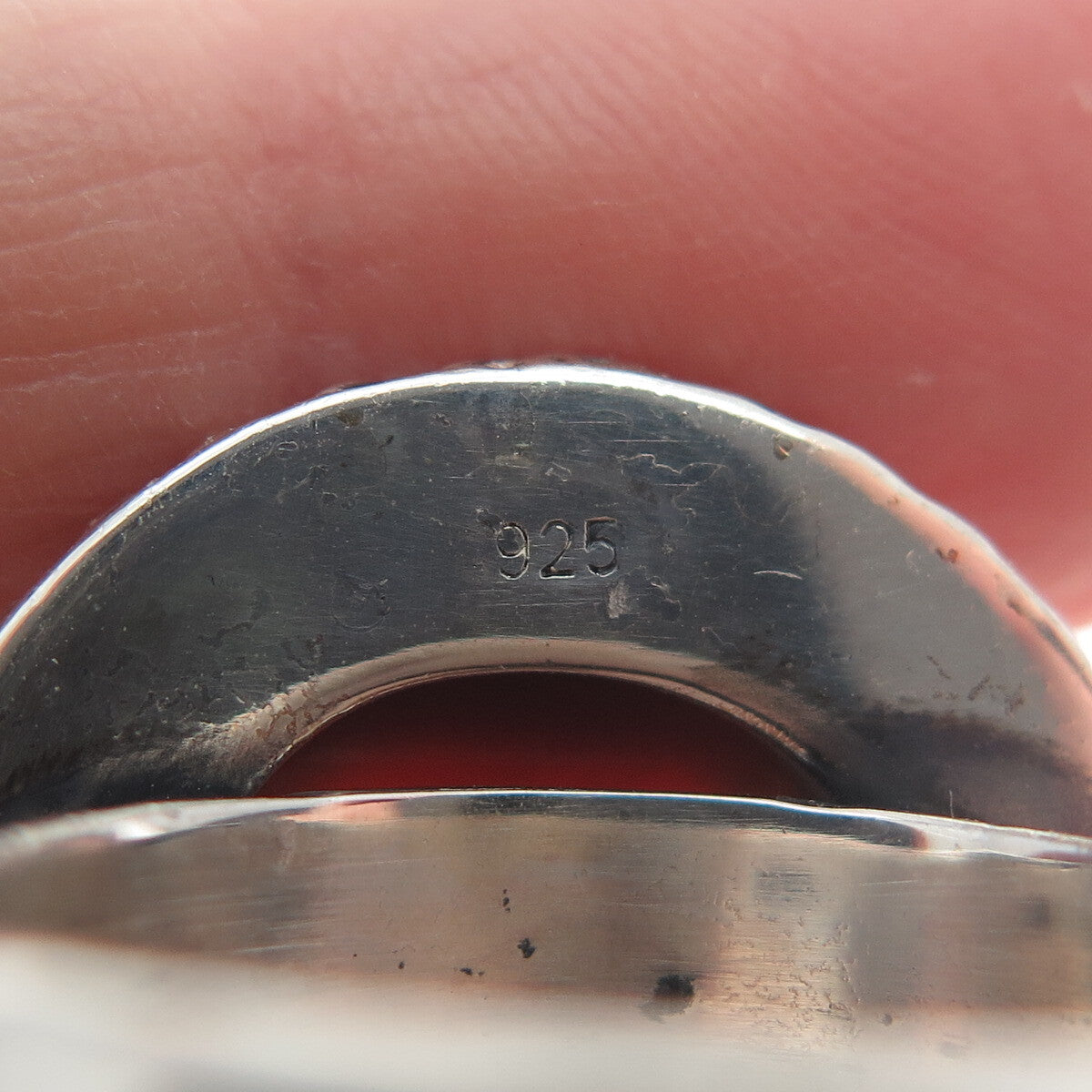 925 Sterling Silver Vintage Real Pear-Cut Carnelian Oxidized Ring Size 8.25