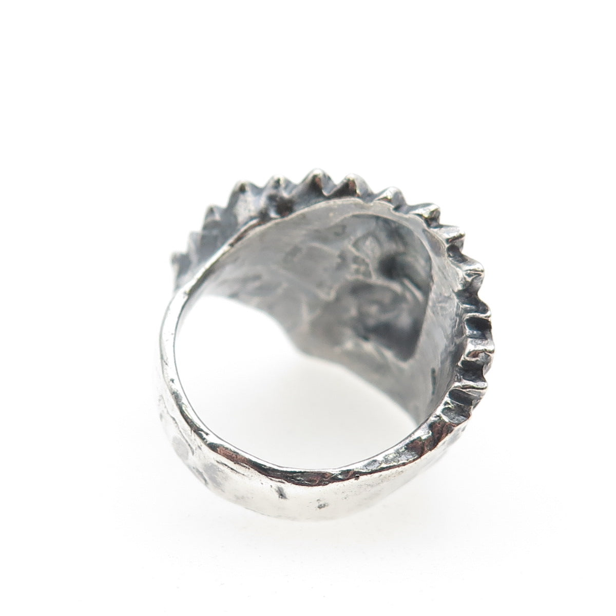 925 Sterling Silver Vintage Modernist Wing Oxidized Ring Size 7.5