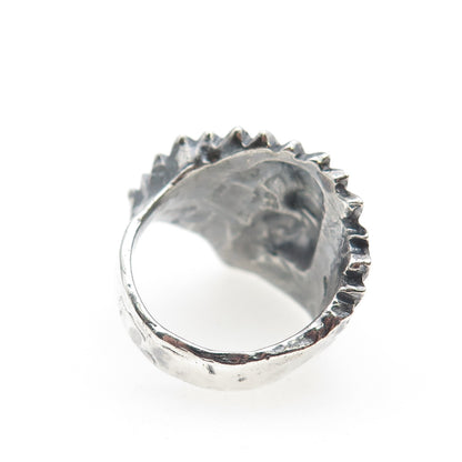 925 Sterling Silver Vintage Modernist Wing Oxidized Ring Size 7.5