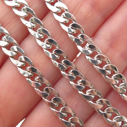 925 Sterling Silver Vintage Italy Cuban Chain Necklace 20"
