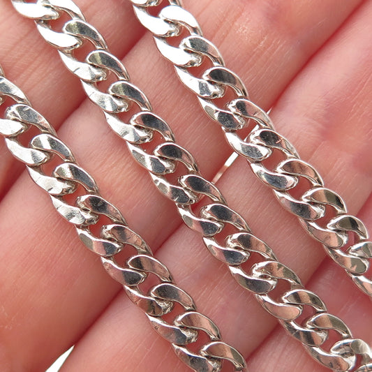 925 Sterling Silver Vintage Italy Cuban Chain Necklace 20"