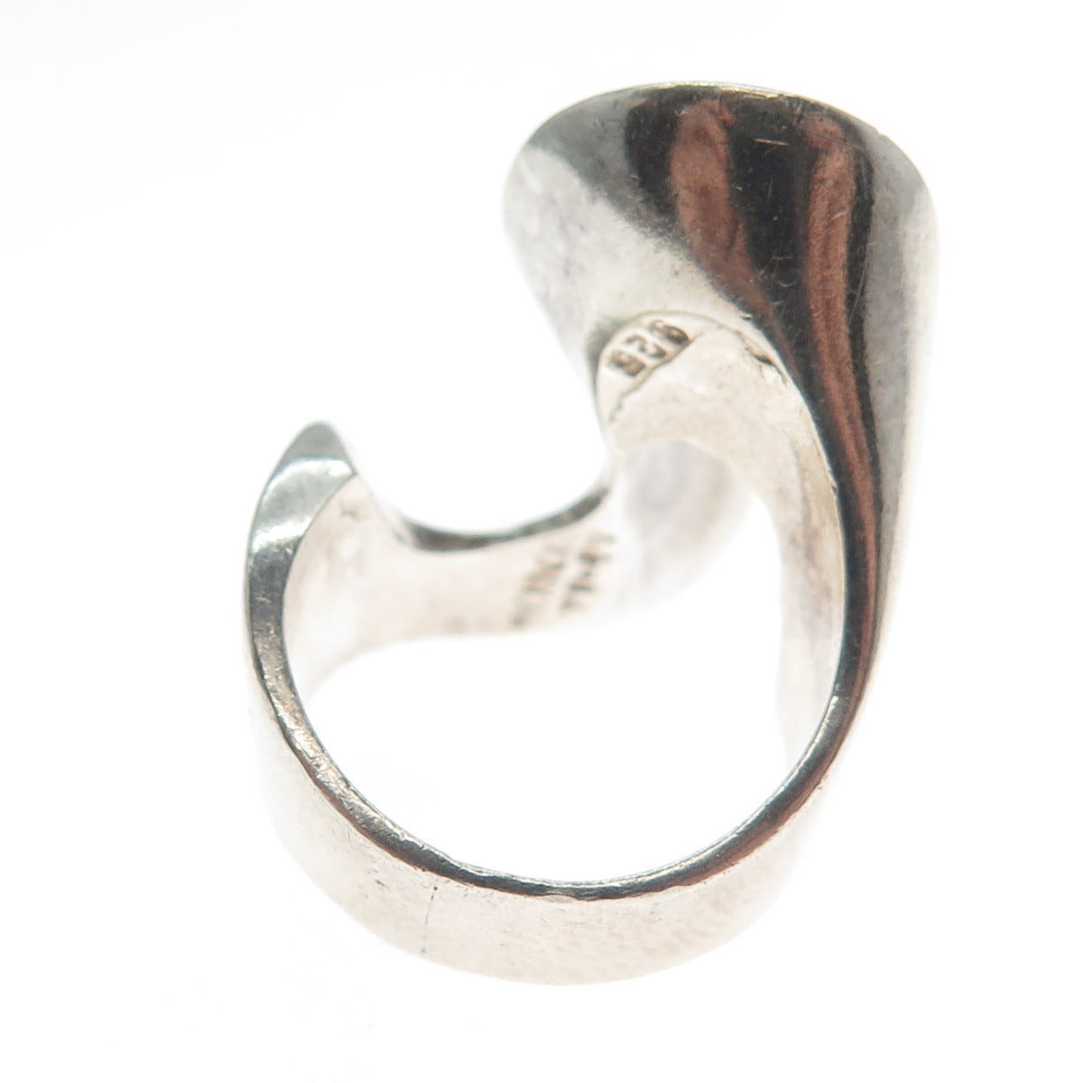 925 Sterling Silver Vintage Mexico Modernist Wavy Oxidized Ring Size 5.5