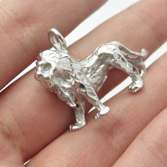 925 Sterling Silver Vintage Lion King Charm Pendant