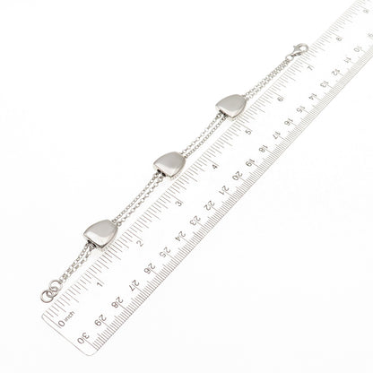 925 Sterling Silver C Z Modernist Station 2-Row Rolo Link Bracelet 6.75"