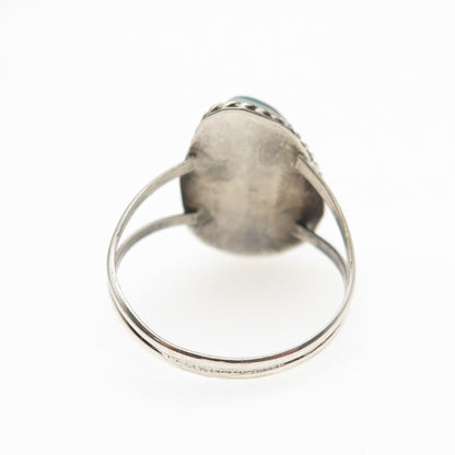 Old Pawn 925 Sterling Silver Vintage Southwestern Bisbee Turquoise Ring Size 7.5
