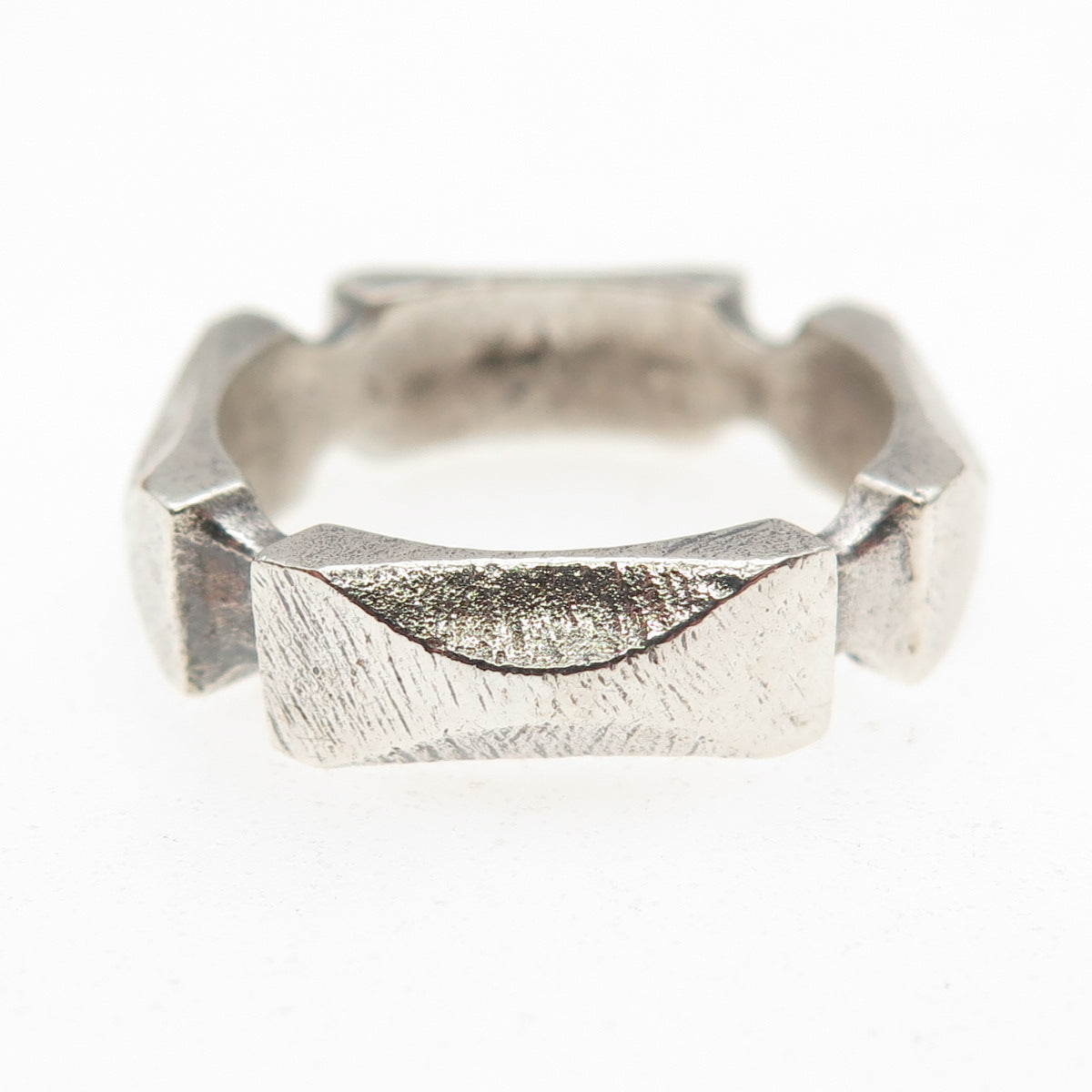 925 Sterling Silver Vintage Modernist Oxidized Band Ring Size 7