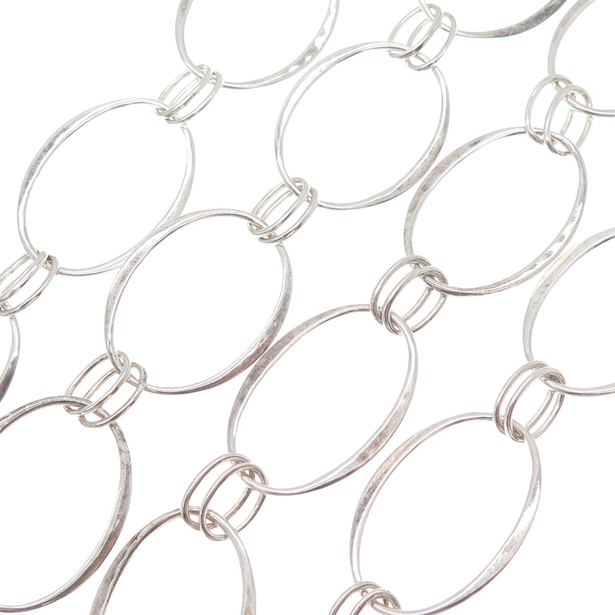 ROBERT LEE MORRIS 925 Sterling Silver Vintage Modernist Oval Chain Necklace 32"