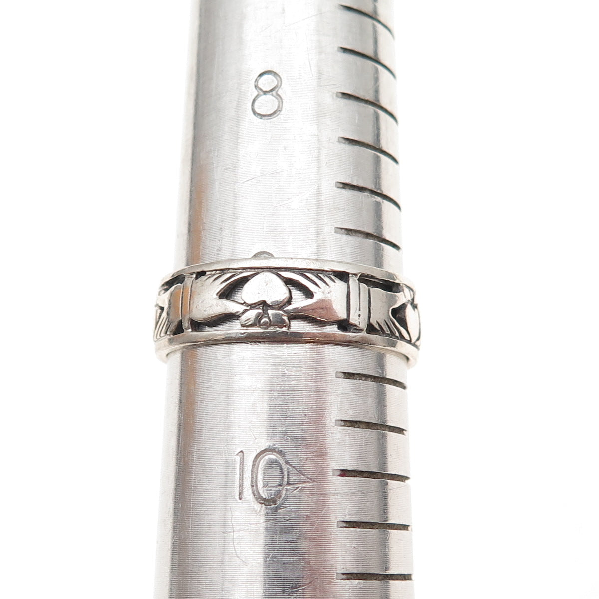 Peter Stone Sterling Silver Vintage Irish Claddagh Oxidized Band Ring Size 9.5