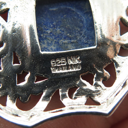NK SILVER 925 Sterling Silver Vintage Real Sodalite Ornate Pendant