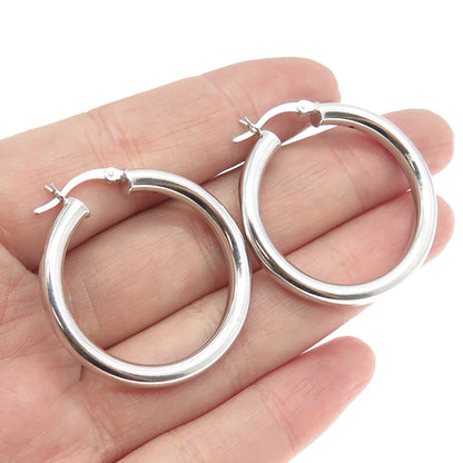 925 Sterling Silver Tube Hoop Earrings