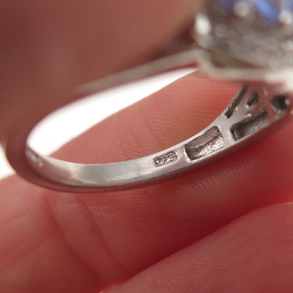 Chuck Clemency 925 Sterling Silver Real Tanzanite & White Topaz Ring Size 8