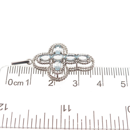 Ross Simons 925 Sterling Silver Real Oval-Cut Blue Topaz Cross Charm Pendant