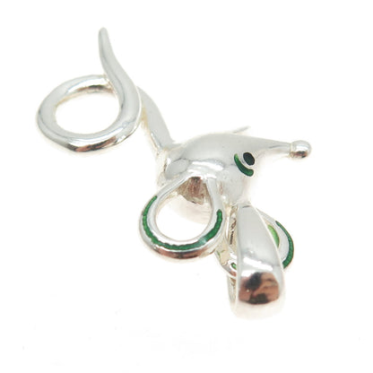 925 Sterling Silver Vintage Italy Enamel Mouse Modernist Pendant