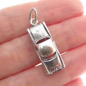 BEAU 925 Sterling Silver Vintage Retro Car Oxidized 3D Charm Pendant