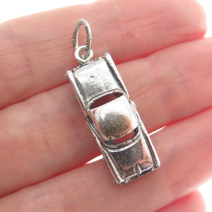 BEAU 925 Sterling Silver Vintage Retro Car Oxidized 3D Charm Pendant