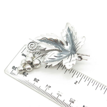 925 Sterling Silver Vintage Mexico Grape Vine Handmade Pin Brooch