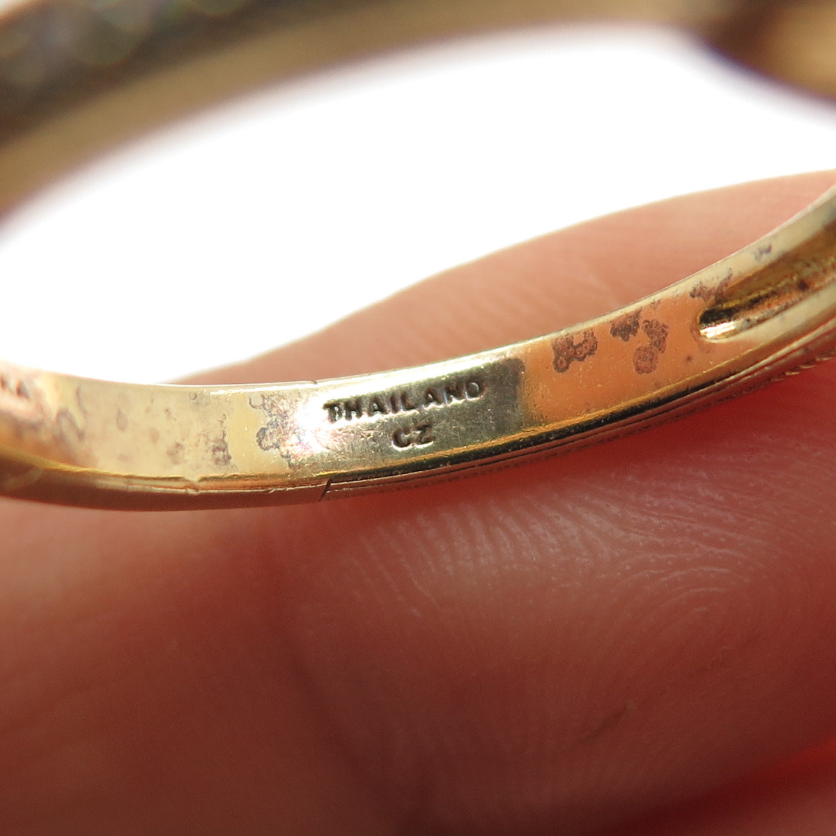 JUDITH RIPKA Sterling Silver Gold Plated Triangle & Round-Cut C Z Ring Size 10