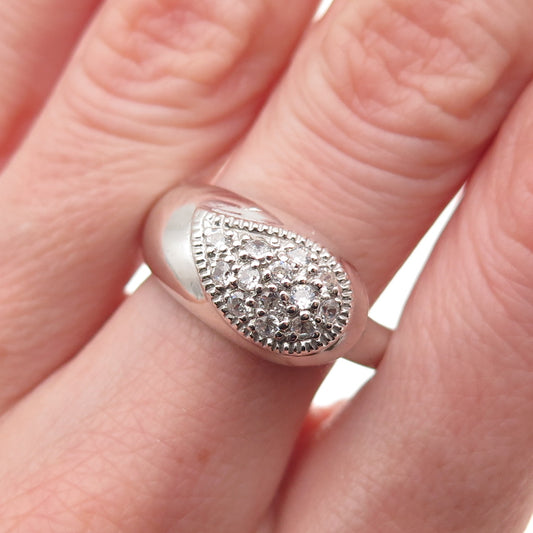 925 Sterling Silver Round-Cut C Z Teardrop Ring Size 8