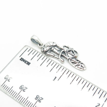 925 Sterling Silver Vintage Bicyclist Pendant