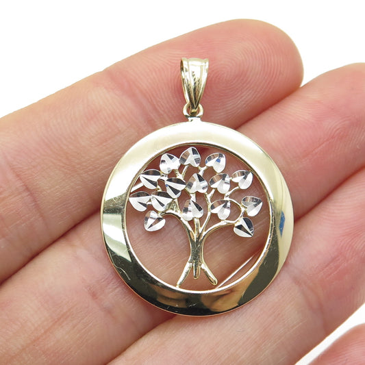 14K Yellow & White Gold Tree of Life Charm Pendant