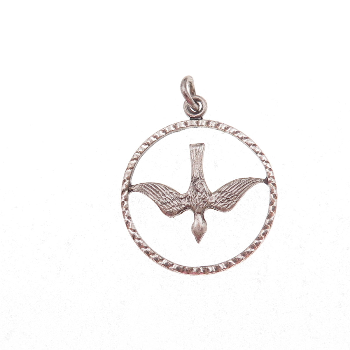 Chapel 925 Sterling Silver Vintage Holy Spirit Religious Oxidized Charm Pendant