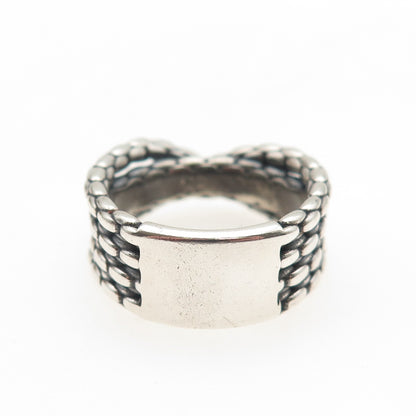 925 Sterling Silver Vintage Multi-Row Chain Crisscross Oxidized Ring Size 7.5