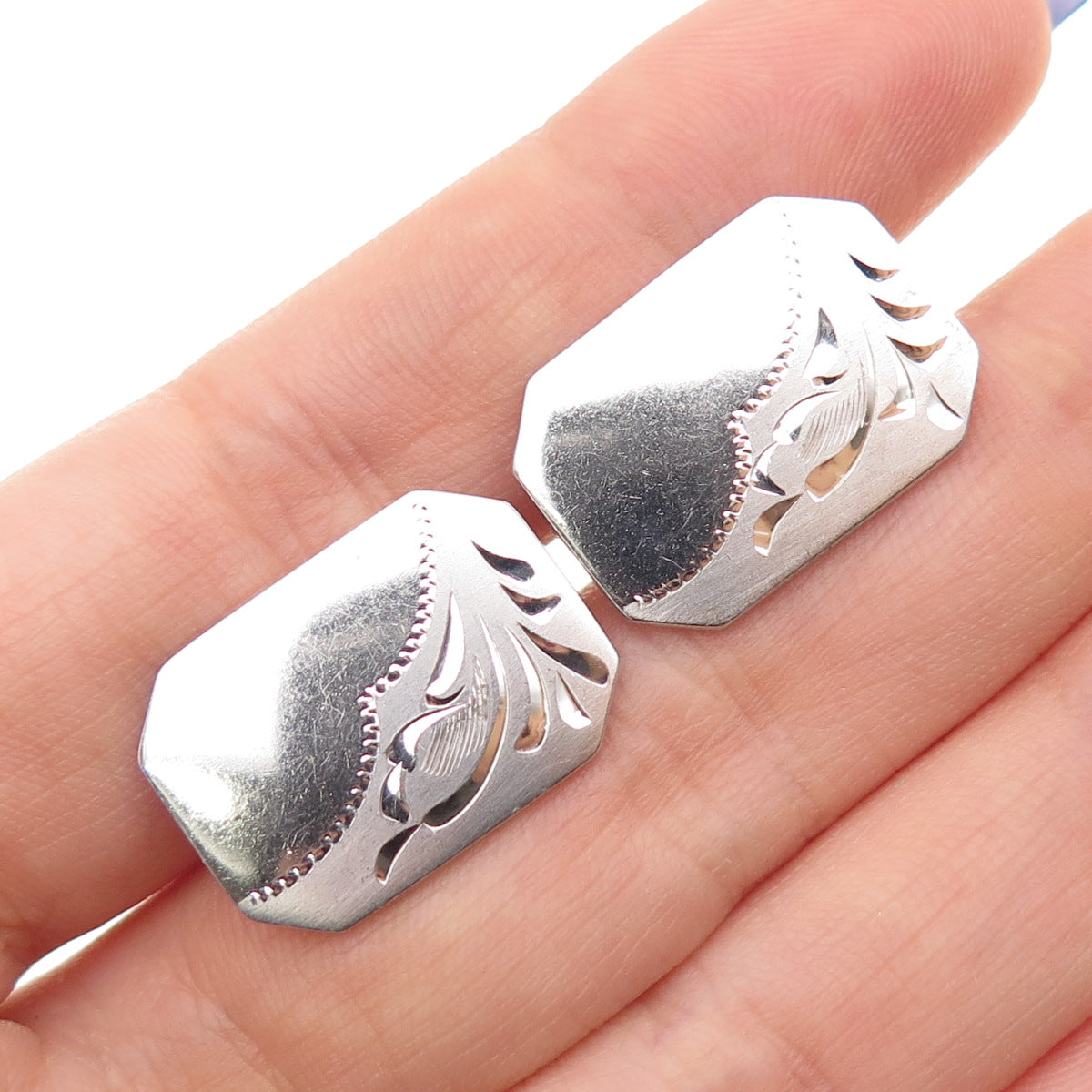 925 Sterling Silver Vintage Engraved Cufflinks