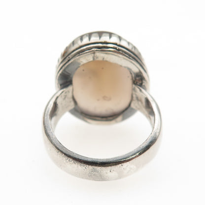 925 Sterling Silver Antique Art Deco Real Agate Oxidized Ring Size 8.75