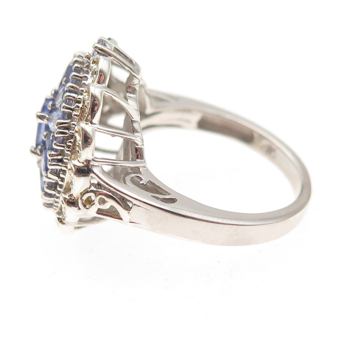 Chuck Clemency 925 Sterling Silver Real Multi-Cut Tanzanite Ring Size 8.25