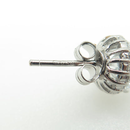 HAN 925 Sterling Silver Round-Cut White C Z Stud Earrings