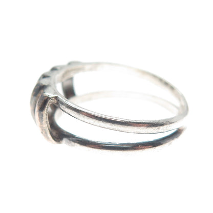 950 Silver & 18K Rose Gold Vintage Fence Oxidized Ring Size 7.25