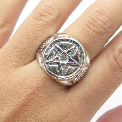 950 Silver Vintage Pentagram Star Ring Size 10.5