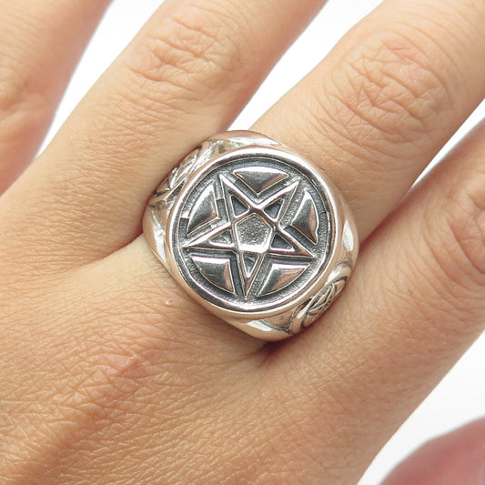 950 Silver Vintage Pentagram Star Ring Size 10.5