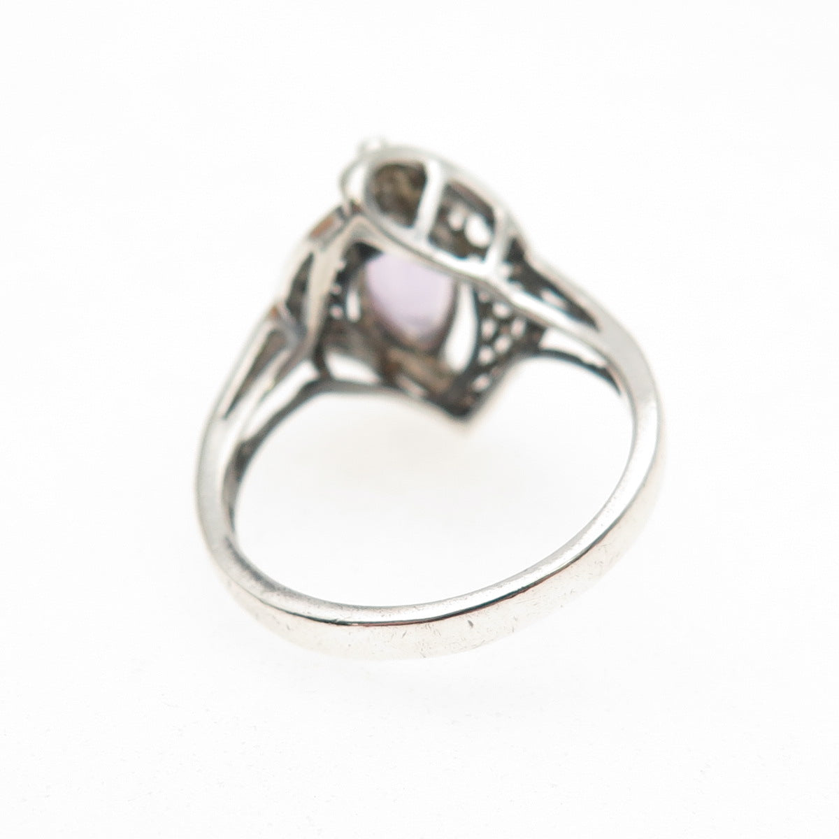 Avon 925 Sterling Silver Vintage Real Amethyst Modernist Ring Size 6