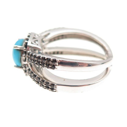 Chuck Clemency 925 Sterling Silver Real Turquoise & Black Spinel Ring Size 8.25