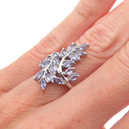 Chuck Clemency 925 Sterling Silver Real Marquise-Cut Tanzanite Ring Size 5.25