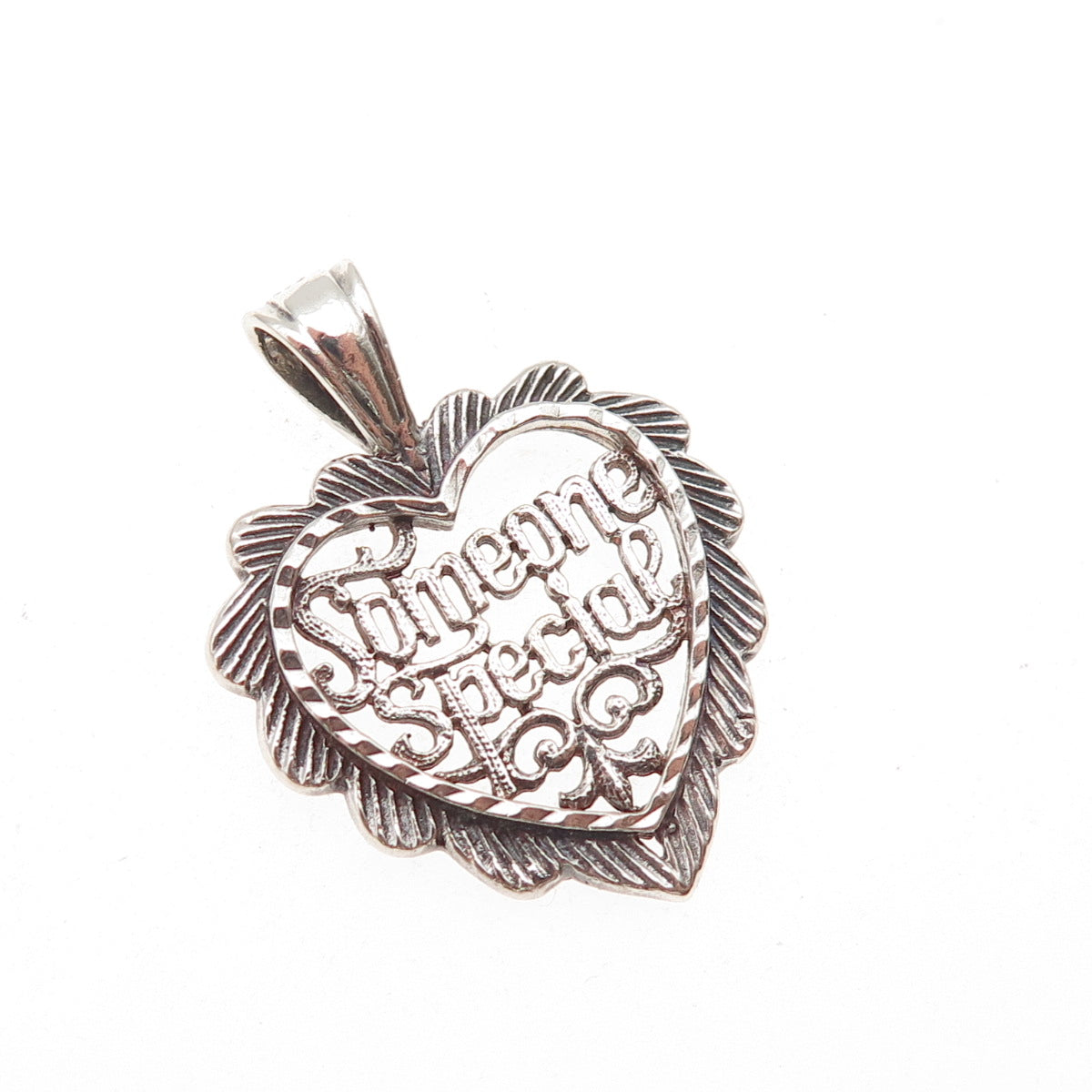 925 Sterling Silver Vintage Someone Special Heart Oxidized Charm Pendant