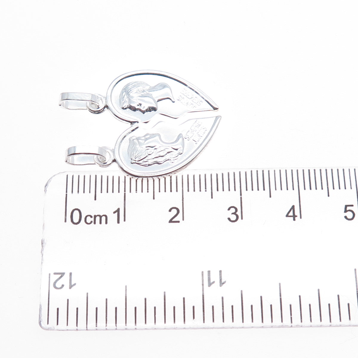 925 Sterling Silver Italy Always Together Broken Heart Charm Pendant