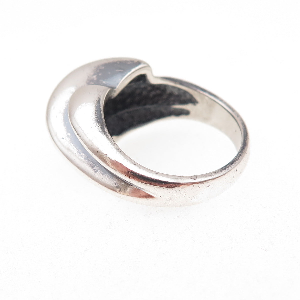 925 Sterling Silver Vintage Modernist Oxidized Ring Size 6