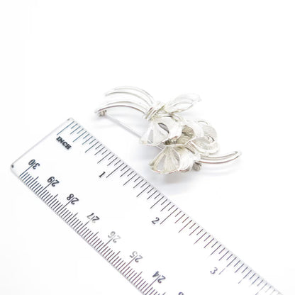 925 Sterling Silver Vintage Forstner Floral Pin Brooch
