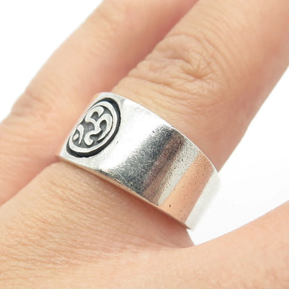 925 Sterling Silver Vintage Om Mantra Ring Size 7.75