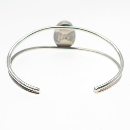 JACK TOM NAVAJO Old Pawn Sterling Peacock Turquoise Adjustable Bracelet 6.25"