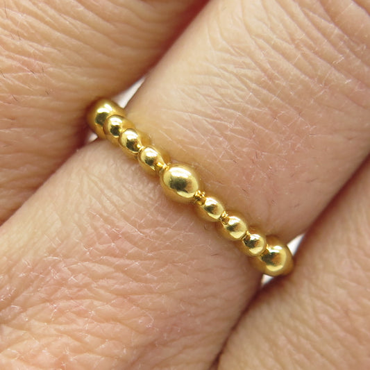 925 Sterling Silver Gold Plated Beaded Band Ring Size 6.5