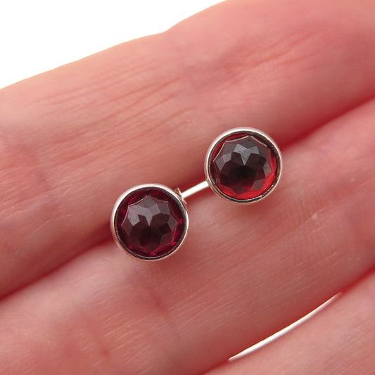 Pandora 925 Sterling Silver Real Red Garnet January Birthstone Stud Earrings
