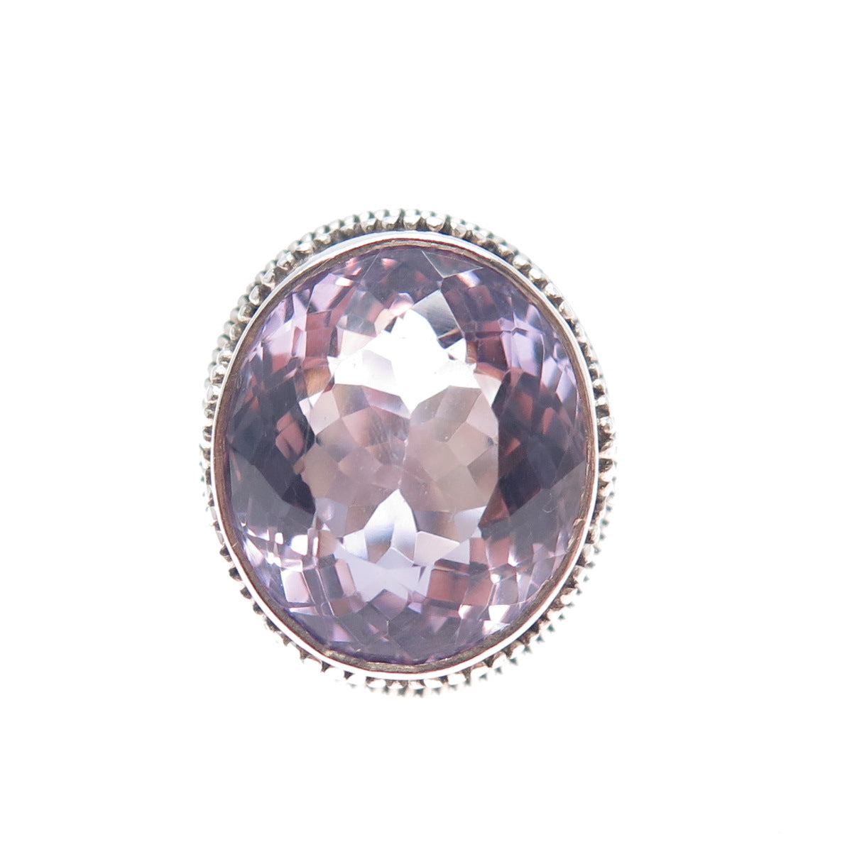 925 Sterling Silver Vintage Real Amethyst Swirl Granulated Ring Size 5.75